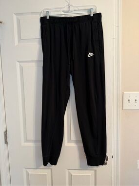 Nike Women Black Jogger Sweatpants with White Swoosh